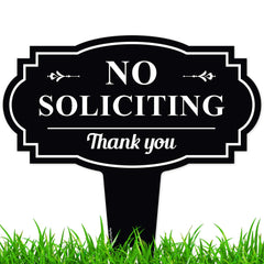 My Sign Center No Soliciting Sign 11x11 inches, black colour front view