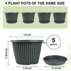 Myfeegoin 14 inch planter with drainage holes and saucer