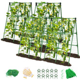 MYMULIKE 4 Pack Cucumber Trellis A-Frame green model front view