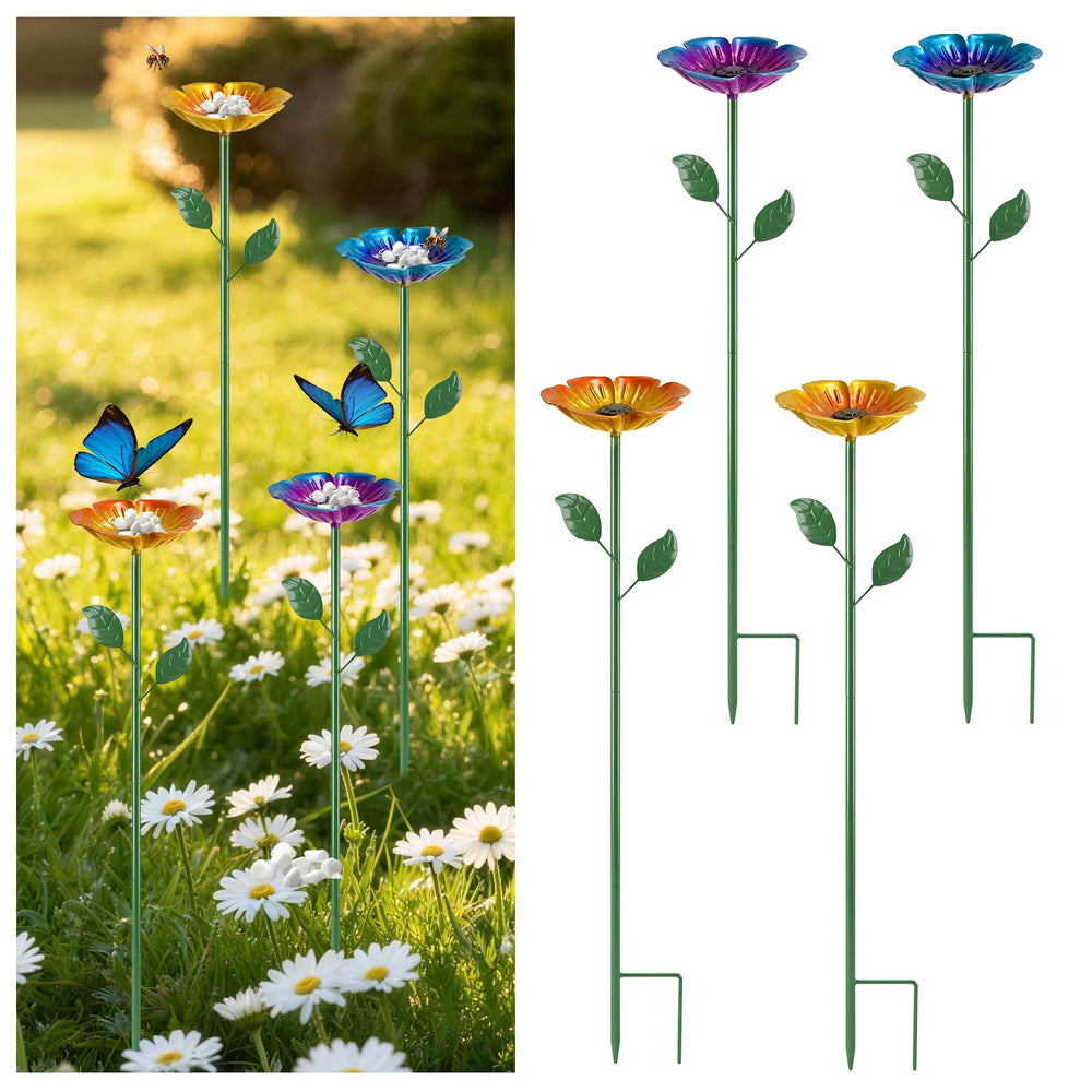 MYMULIKE Bee Watering Station with colorful cups in garden