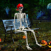 MyoGrip 5.5 FT skeleton decoration front view with pirate bandana