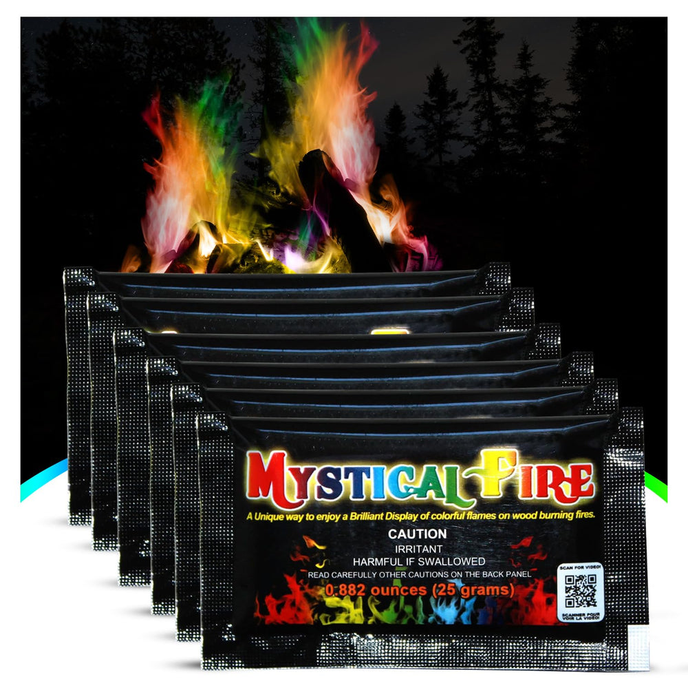 Mystical Fire Color Changing Packets 6 pack front view with colourful granules