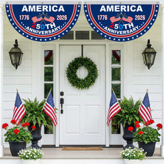 Mythcloud USA 250th Anniversary Flag Bunting displayed at a backyard event
