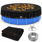 Nafhone Pool Leaf Net Cover for 24ft round pool, black