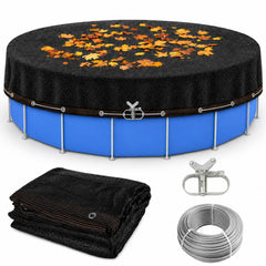 Nafhone Pool Leaf Net Cover for 24ft round pool, black