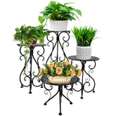 NAKUPE 4-Pack Metal Plant Stand black set with different heights