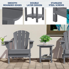 nalone Adirondack Side Table grey side view