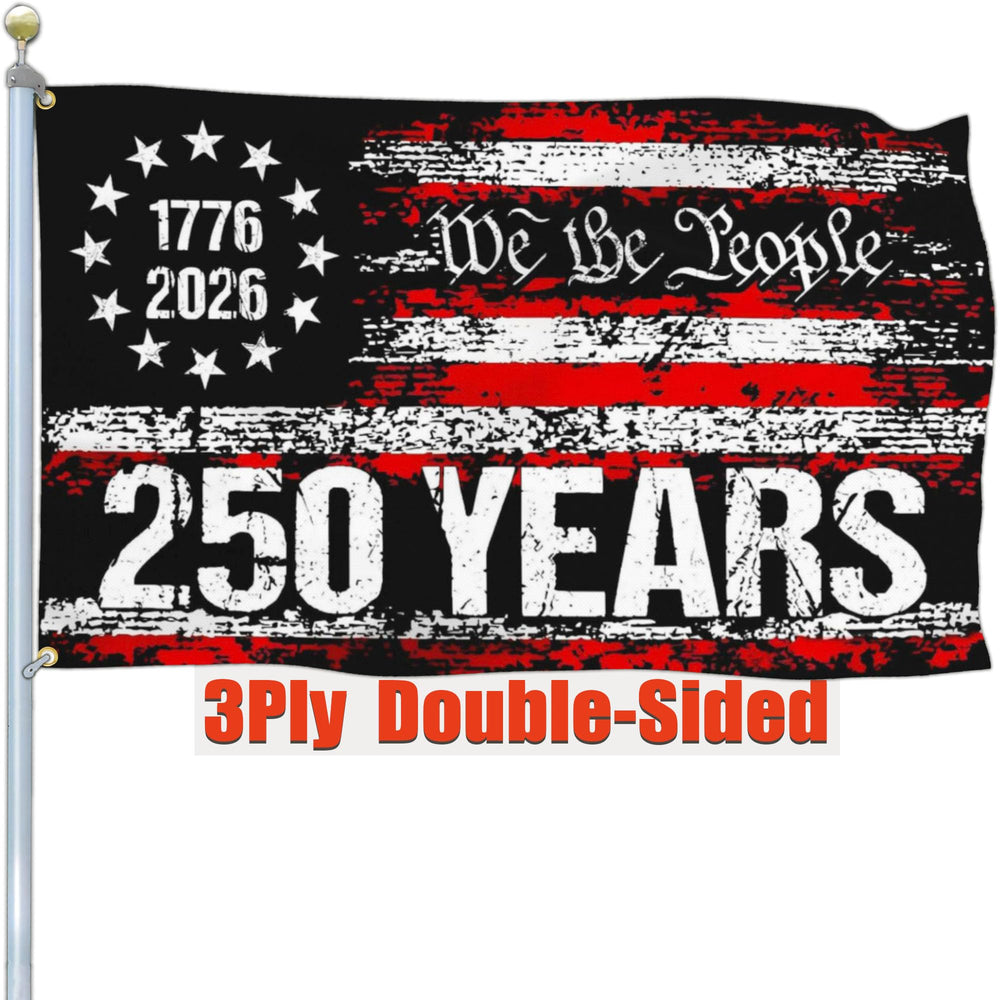 NASIAN 250 Year American Anniversary Flag, black, front view