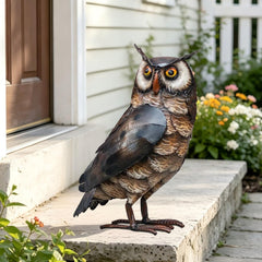 Natelf Owl Statue with U-shaped stake for stability