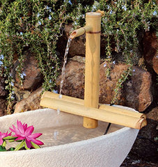 Natural bamboo fountain components and included pump