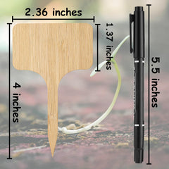Natural bamboo plant labels measuring 2.36 x 4 inches