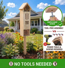 Natural cedar insect house with ground stake