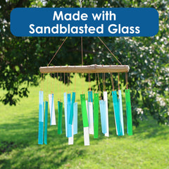 Natural driftwood top of the Ocean Blue Wind Chime