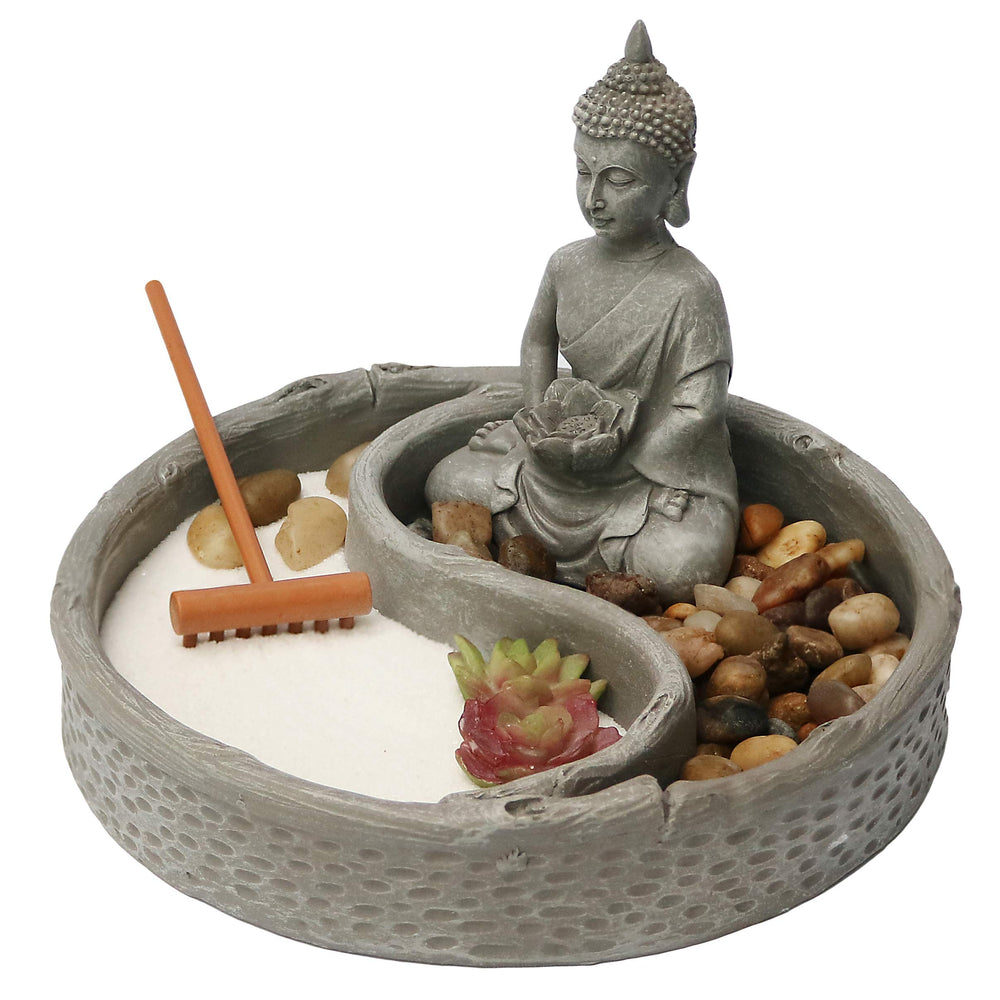 Nature's Mark Mini Zen Garden Kit with Buddha and Lotus figures