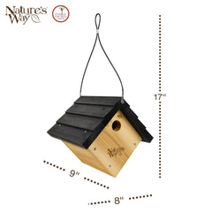 NATURE'S WAY Cedar Wren House side view showing dimensions