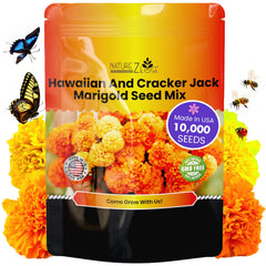 NatureZ Edge Marigold Seeds packet, front view, with vibrant flower images