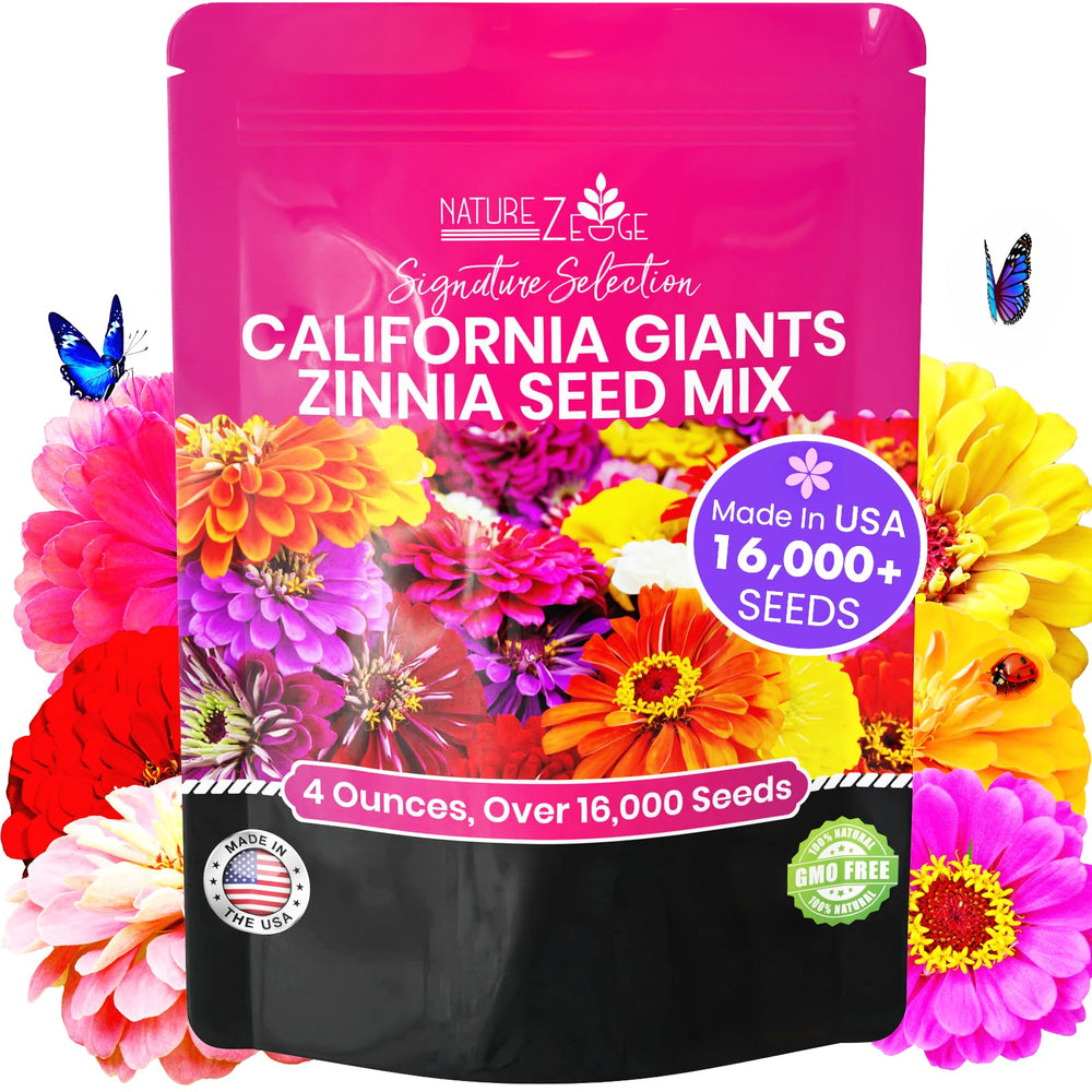 NatureZ Edge Zinnia Seeds California Giants 1/4 lb front view