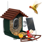 NAVFS Smart Bird Feeder with camera in dark red-green finish