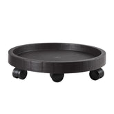 NAZKAEN 17.5 Inch Planter Caddy front view with brown finish