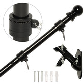 NELXINJO 5FT Flag Pole Kit black stainless steel front view