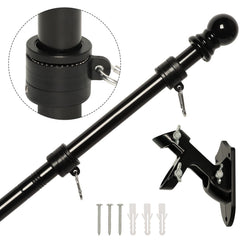NELXINJO 5FT Flag Pole Kit black stainless steel front view