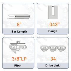 NEO-TEC Pole Saw Chain packaging showing specifications