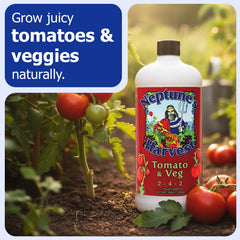 Neptune's Harvest Organic Fertilizer 2-4-2, showing label details and ingredients