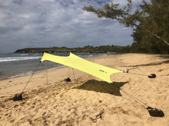 Neso Beach Tent Lemon side view with poles