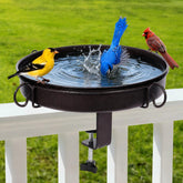 NestShld 12 Inch Deck Mounted Bird Bath in black with clamp