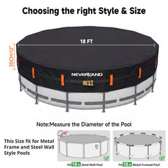 NEVERLAND 18FT Round Pool Cover with adjustable tensioner
