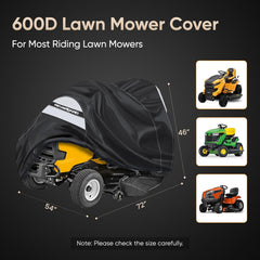 NEVERLAND Riding Lawn Mower Cover dimensions 72"L x 54"W x 46"H