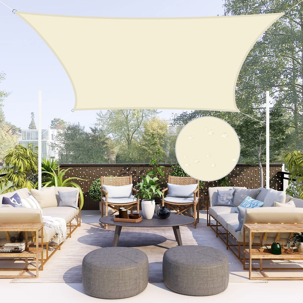 Neween 10'x13' Waterproof Sun Shade Sail beige front view