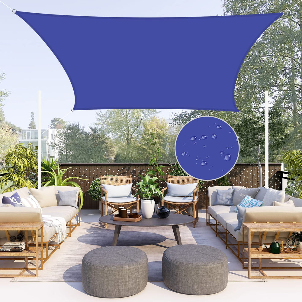 Neween Waterproof Sun Shade Sail 10'x16' blue canopy front view