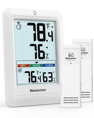 Newentor indoor outdoor thermometer white model front view