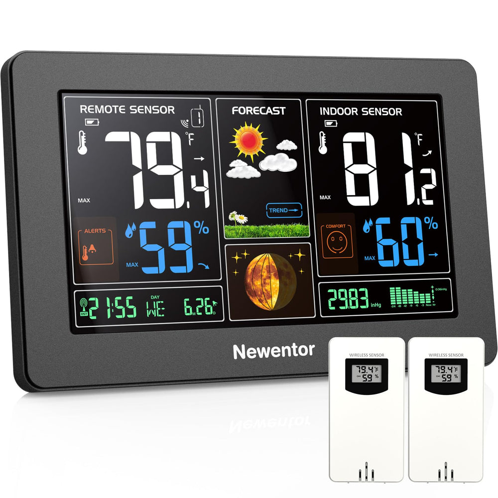 Newentor weather station front view with color LCD display