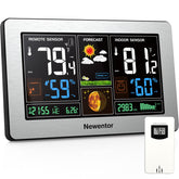 Newentor Wireless Indoor Outdoor Weather Station front view with colour LCD display