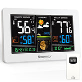 Newentor Wireless Indoor Outdoor Weather Station front view with colour LCD display