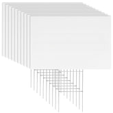 Newflager 10 Pack White Corrugated Plastic Yard Signs with Metal Stakes