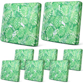 Newwiee 8 pcs Monstera green patio cushion covers front view