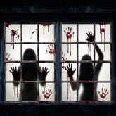 Newwiee Halloween curtain with bloody handprint design front view