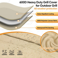 NEXCOVER 30 Inch grill cover side view with handles