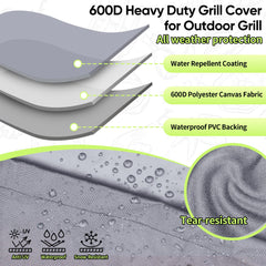 NEXCOVER BBQ Grill Cover with Velcro straps for secure fit