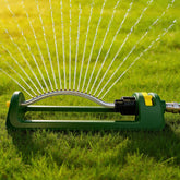 NexLogi Lawn Sprinkler with 18 brass nozzles, green and yellow