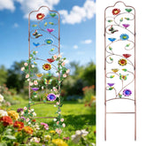 NFAMRZCAR 2-in-1 Metal Garden Trellis with bee watering stations front view
