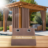 NICETOWN Fade Resistant Outdoor Curtain panel front view in tan