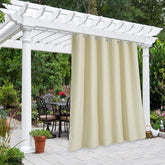 NICETOWN Outdoor Curtain beige front view with stainless steel grommets