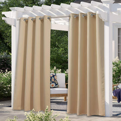 NICETOWN outdoor curtain front view in Biscotti Beige