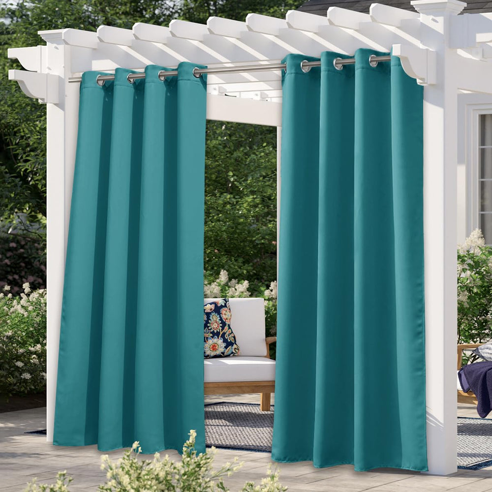NICETOWN Outdoor Curtain in Peacock Teal, front view