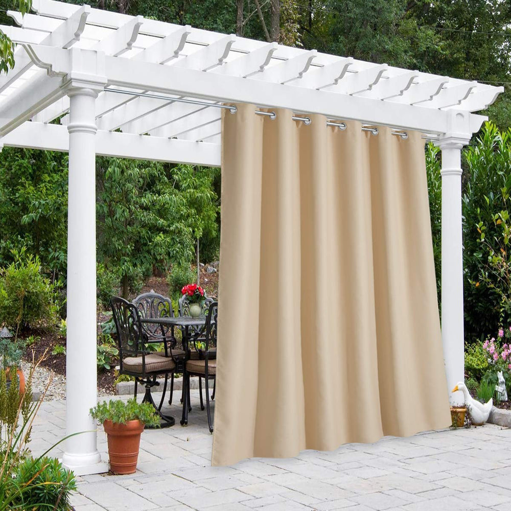 NICETOWN Outdoor Curtain Waterproof 84"W x 84"L Biscotti Beige front view