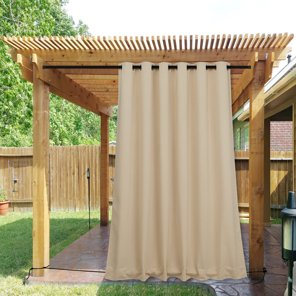 NICETOWN Outdoor Curtains front view in Biscotti Beige